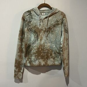 Da-Nang Y2K Hoodie Women’s Small Green Snake Koi Fish Dragon Full Zip Jacket USA